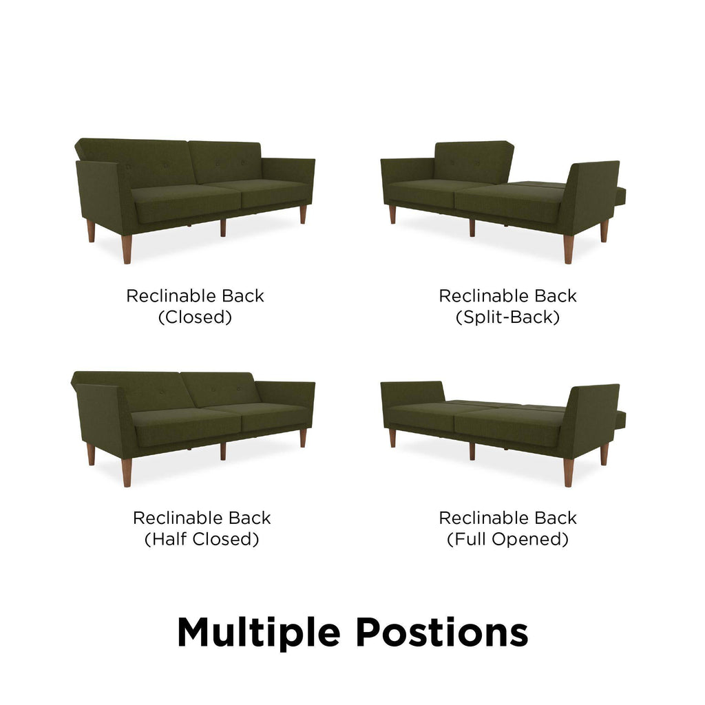 NOVOGRATZ Regal Futon Sofa Bed - Linen - Green - Price Crash Furniture