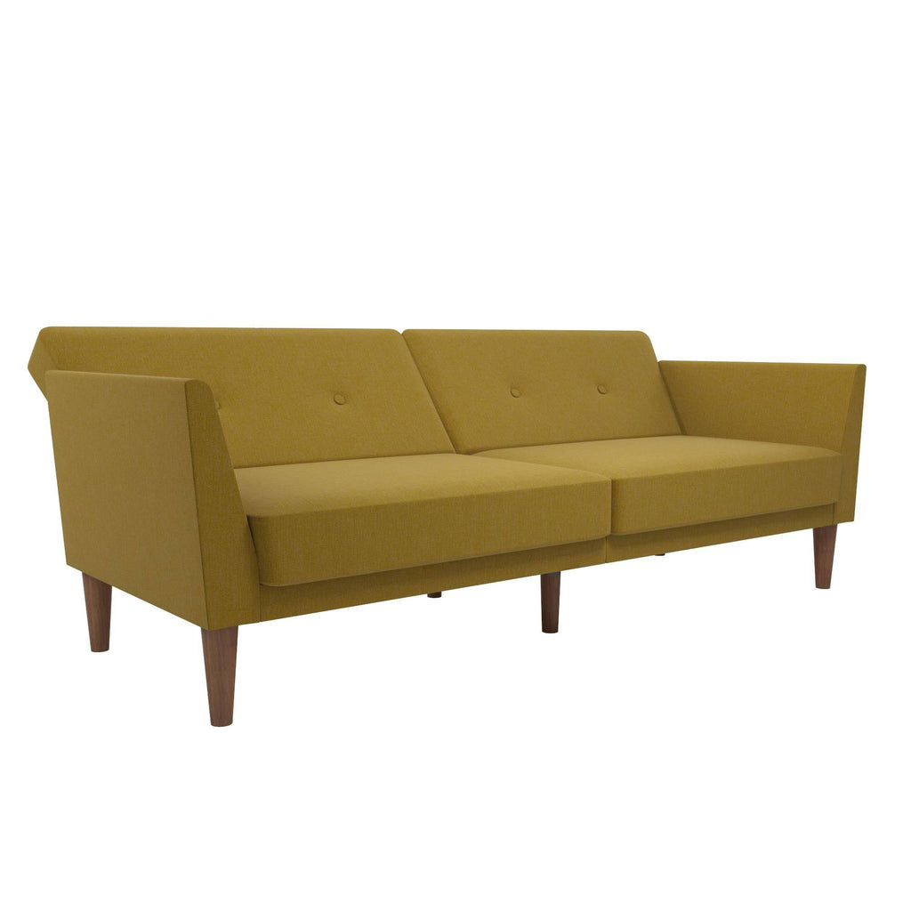 NOVOGRATZ Regal Futon Sofa Bed - Linen - Mustard - Price Crash Furniture