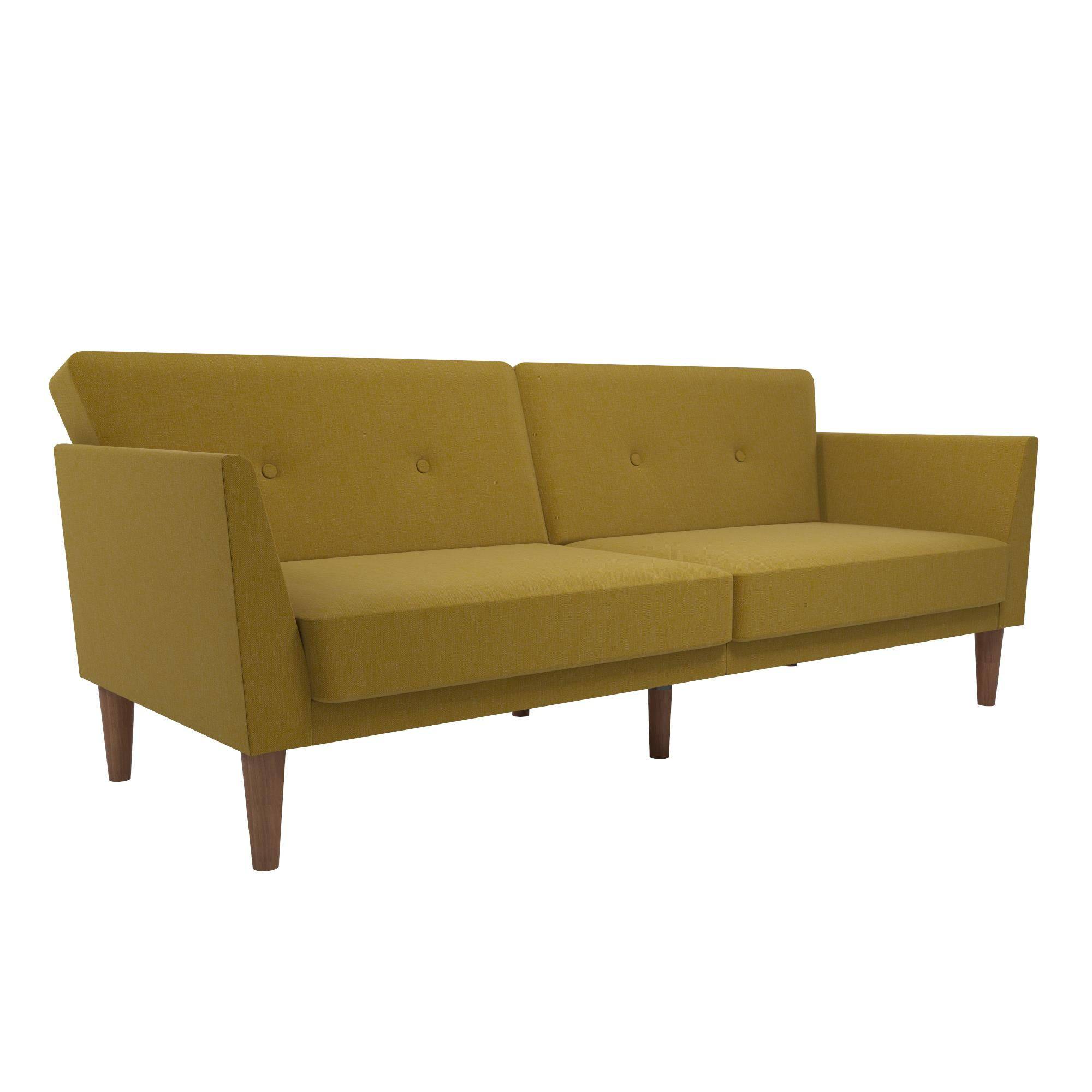 NOVOGRATZ Regal Futon Sofa Bed - Linen - Mustard - Price Crash Furniture