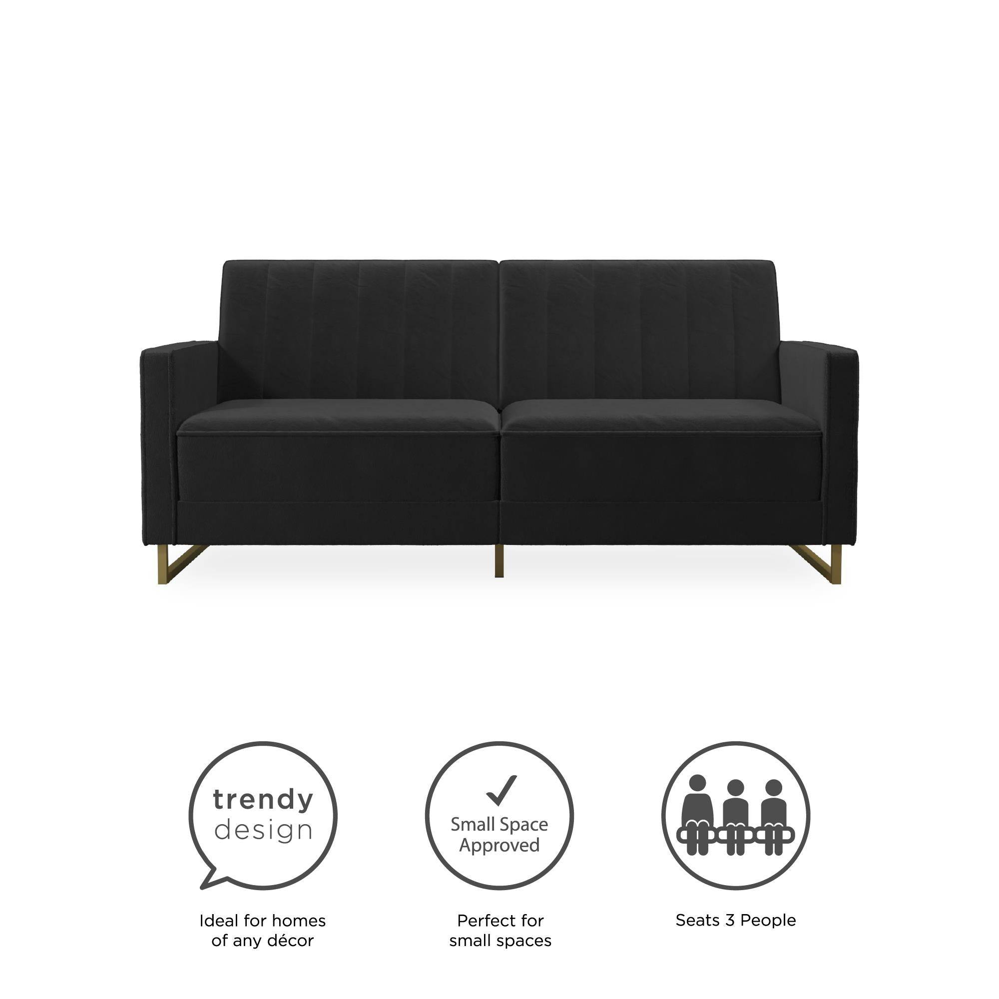 NOVOGRATZ Skylar Sofa Bed - Velvet - Black - Price Crash Furniture