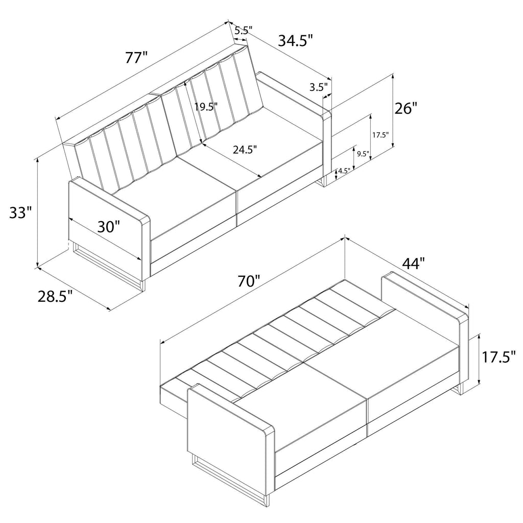 NOVOGRATZ Skylar Sofa Bed - Velvet - Black - Price Crash Furniture