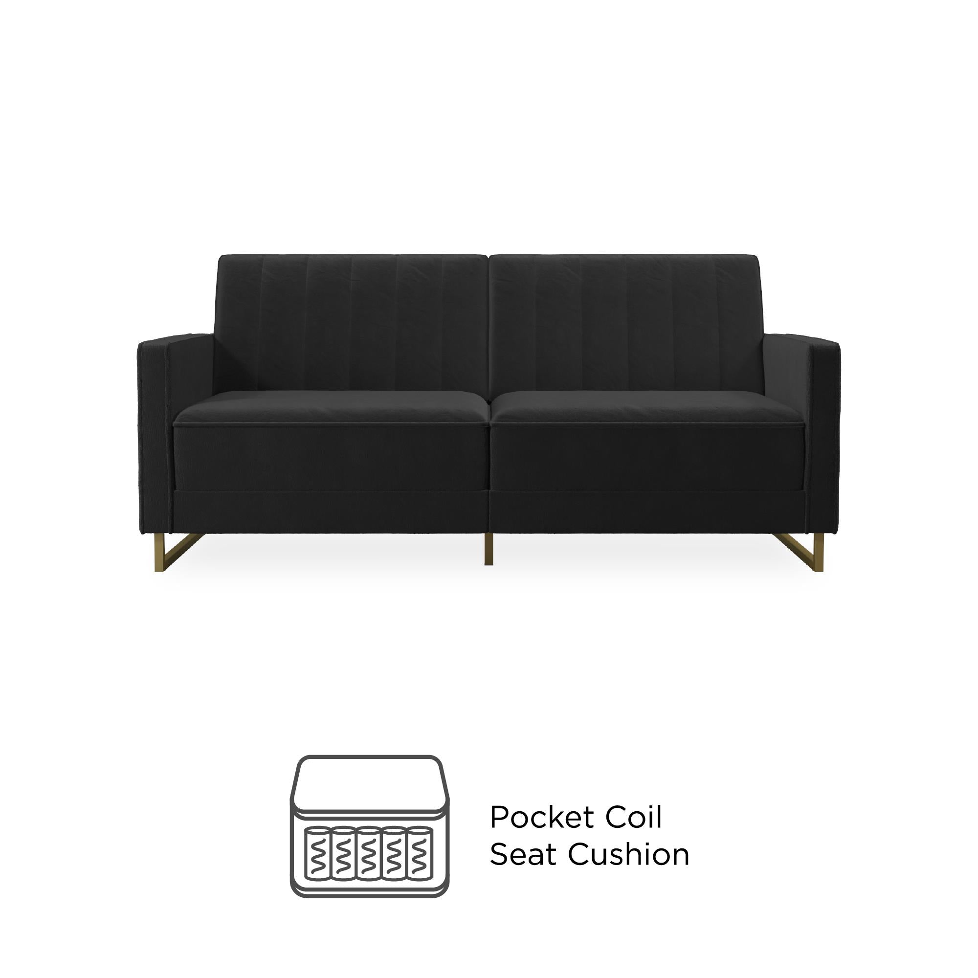 NOVOGRATZ Skylar Sofa Bed - Velvet - Black - Price Crash Furniture