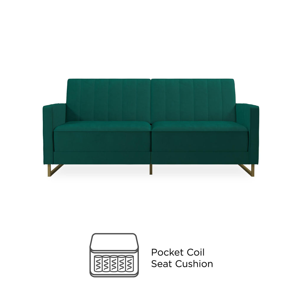 NOVOGRATZ Skylar Sofa Bed - Velvet - Green - Price Crash Furniture