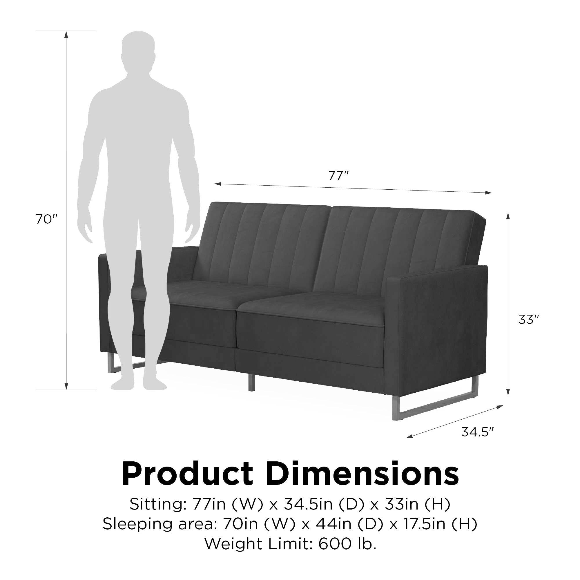 NOVOGRATZ Skylar Sofa Bed - Velvet - Grey - Price Crash Furniture