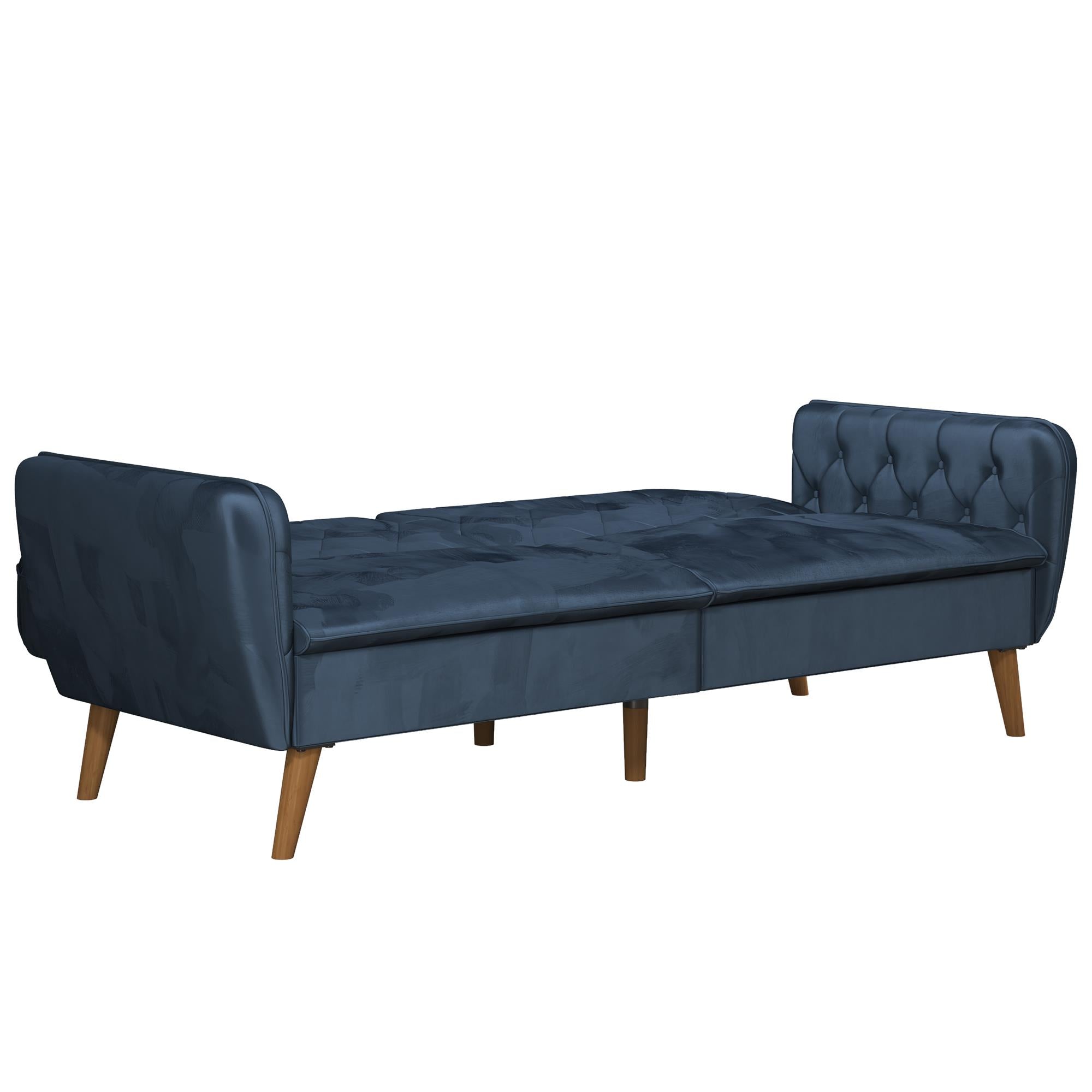 NOVOGRATZ Tallulah Memory Foam Futon Blue Velvet - Price Crash Furniture