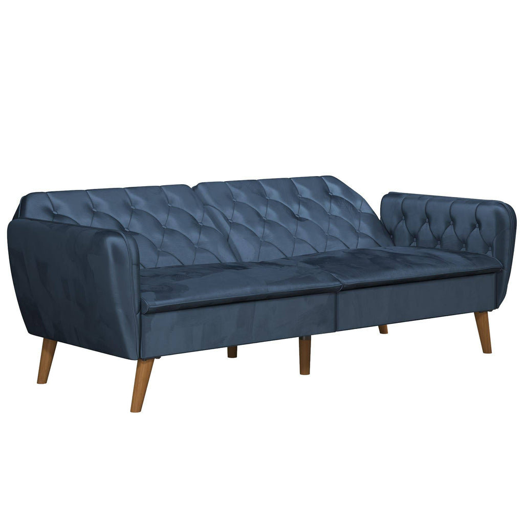 NOVOGRATZ Tallulah Memory Foam Futon Blue Velvet - Price Crash Furniture