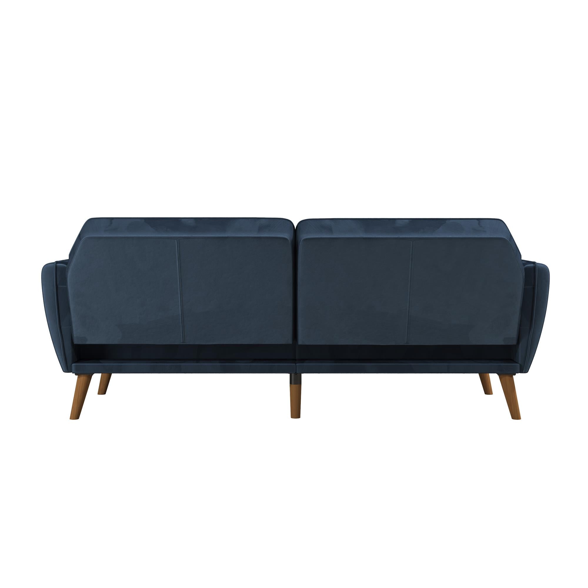 NOVOGRATZ Tallulah Memory Foam Futon Blue Velvet - Price Crash Furniture