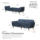 NOVOGRATZ Tallulah Memory Foam Futon Blue Velvet - Price Crash Furniture