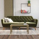 NOVOGRATZ Tallulah Memory Foam Futon Green Velvet - Price Crash Furniture