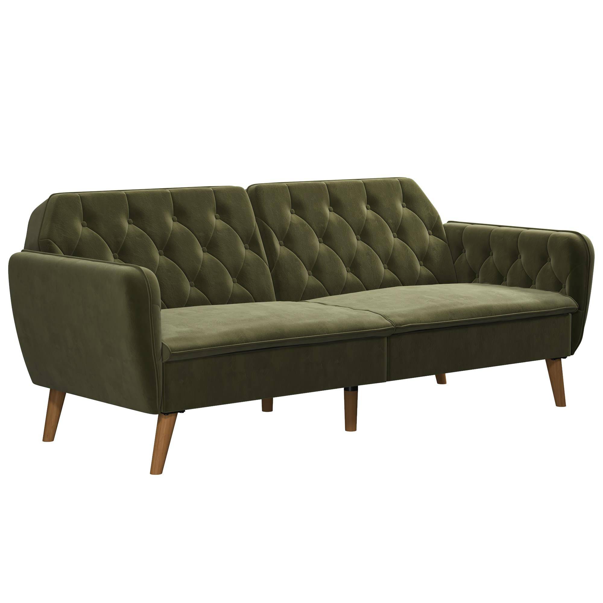 NOVOGRATZ Tallulah Memory Foam Futon Green Velvet - Price Crash Furniture