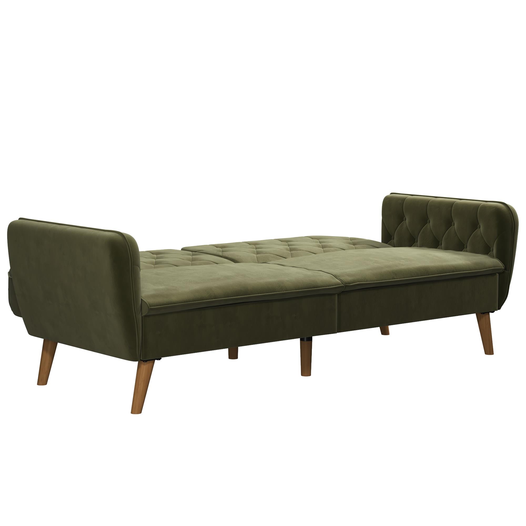 NOVOGRATZ Tallulah Memory Foam Futon Green Velvet - Price Crash Furniture