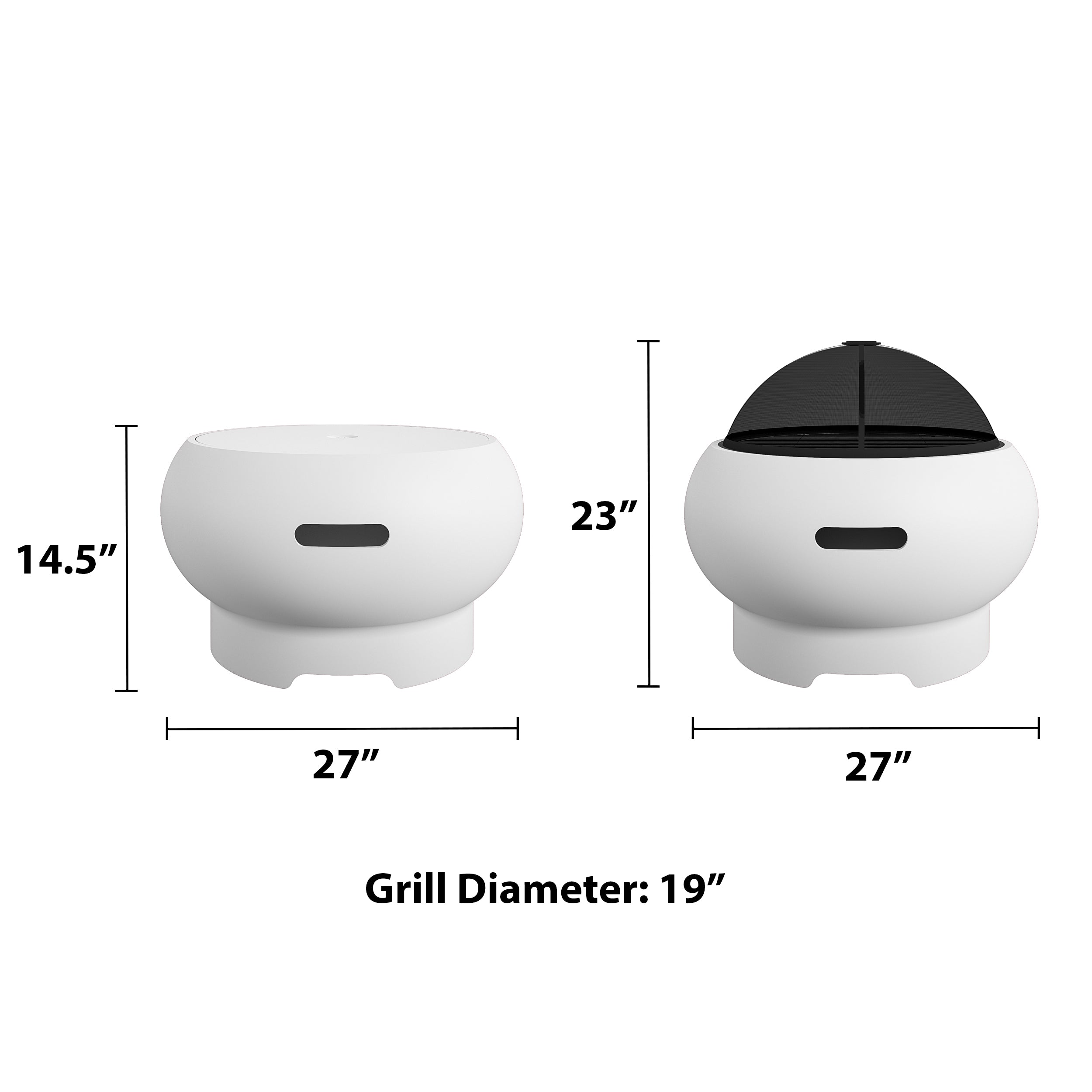 NOVOGRATZ (UK) Asher 22in Fire Pit Bright White - Price Crash Furniture