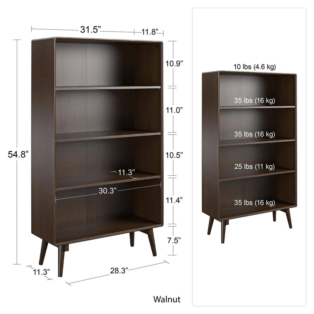 NOVOGRATZ (UK) Brittany 4 Shelf Bookcase Walnut - Price Crash Furniture