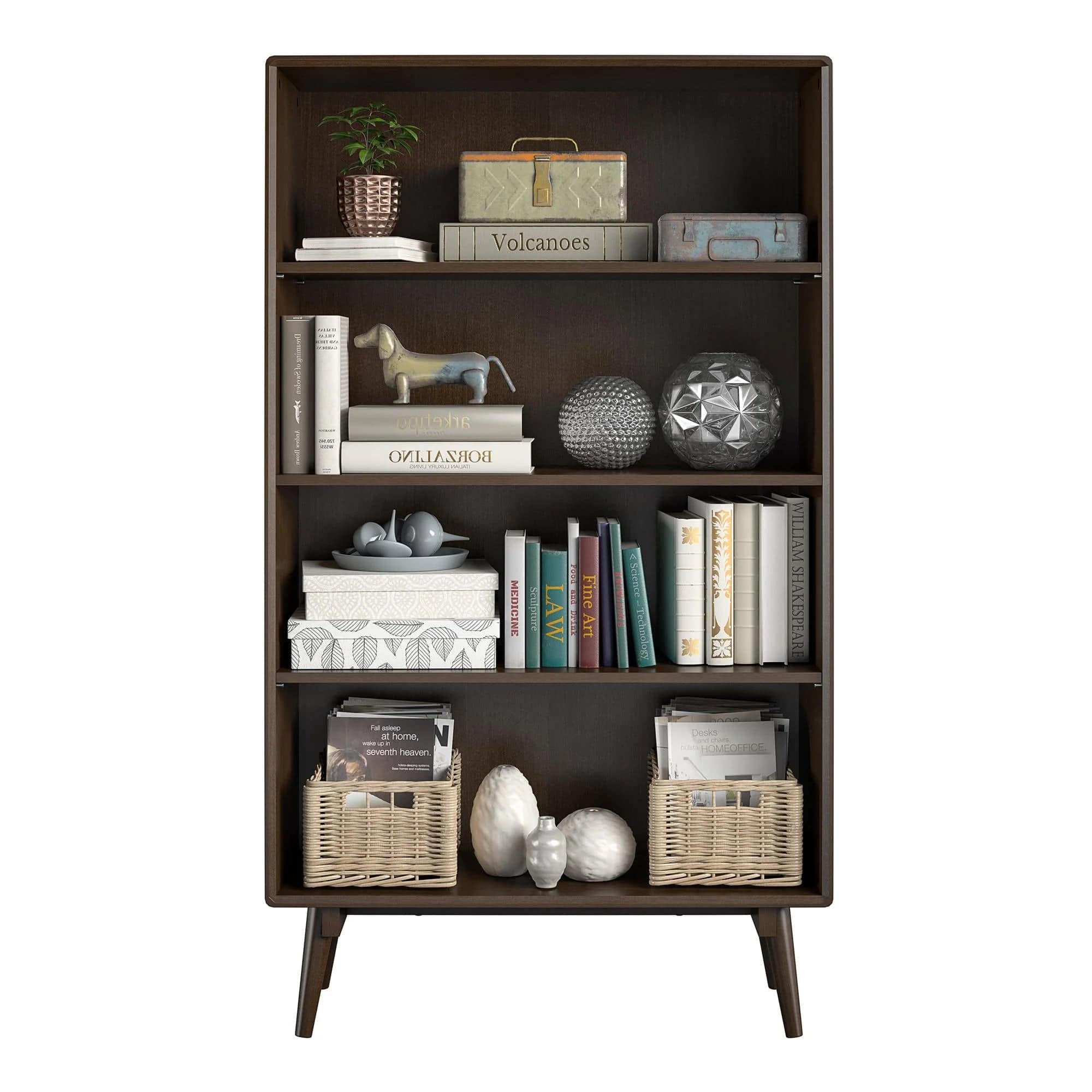 NOVOGRATZ (UK) Brittany 4 Shelf Bookcase Walnut - Price Crash Furniture