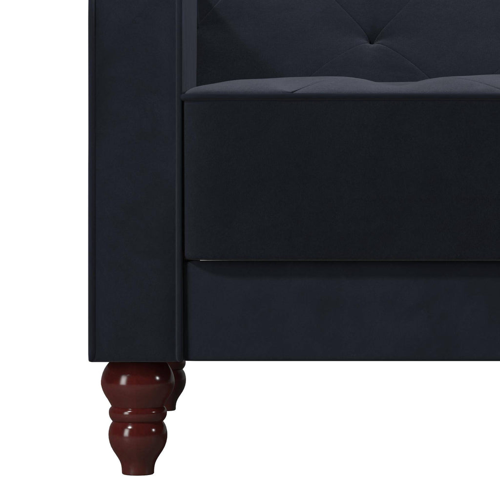 NOVOGRATZ Vintage Tufted Futon Blue Velvet - Price Crash Furniture