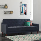 NOVOGRATZ Vintage Tufted Futon Blue Velvet - Price Crash Furniture