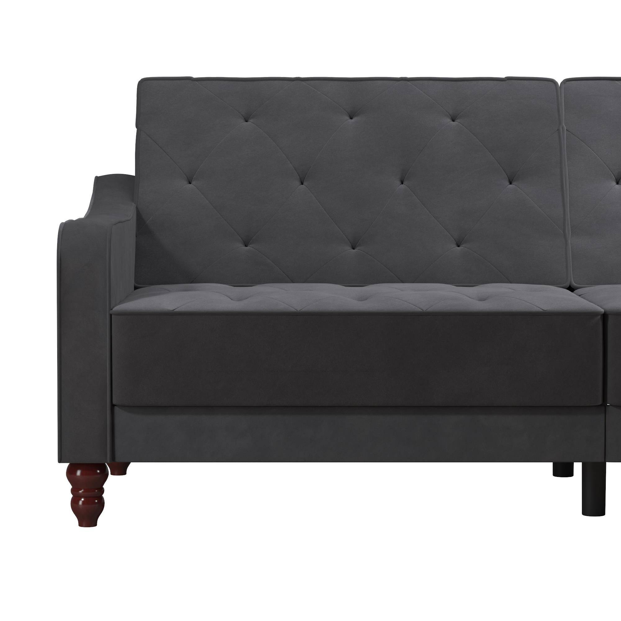 NOVOGRATZ Vintage Tufted Futon Grey Velvet - Price Crash Furniture