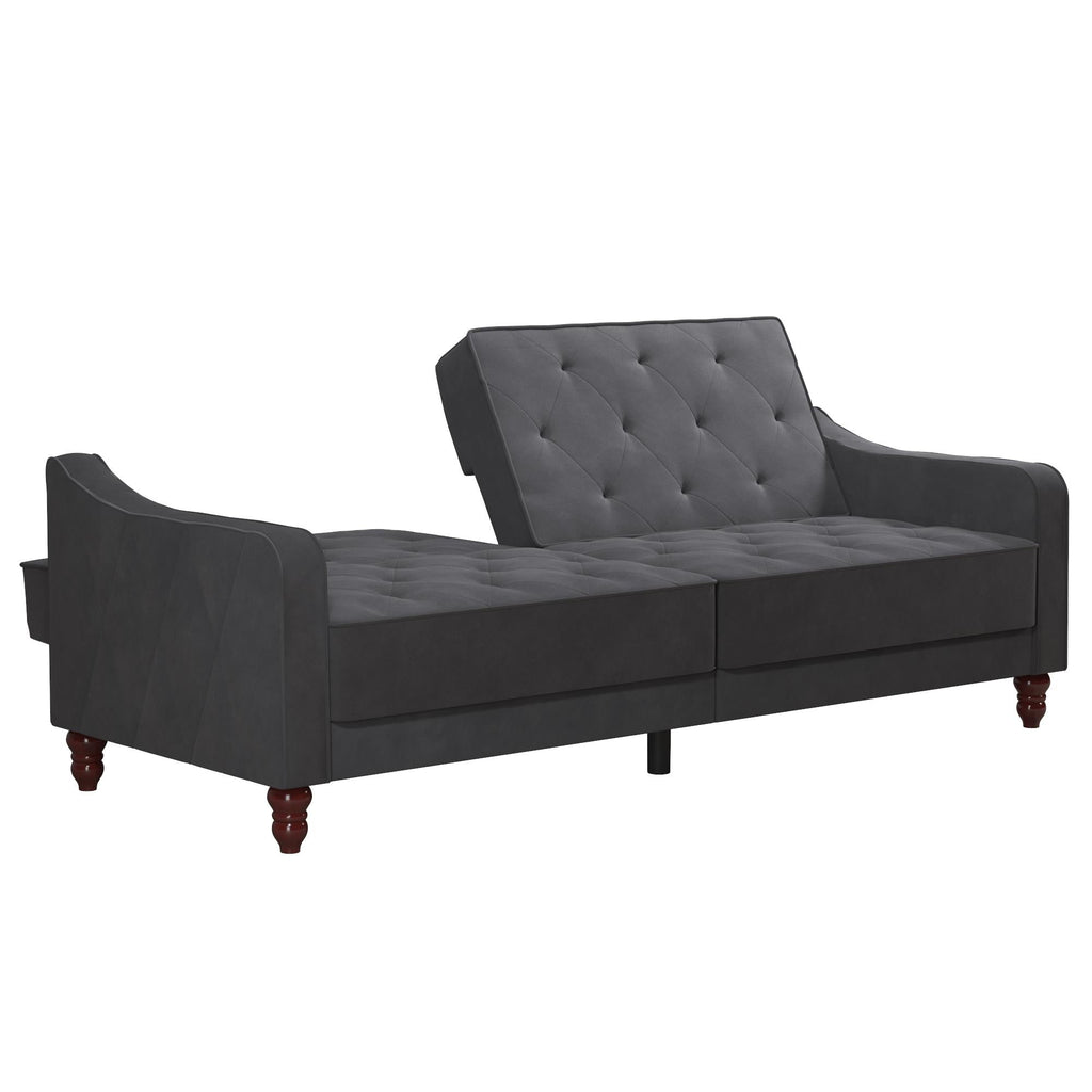 NOVOGRATZ Vintage Tufted Futon Grey Velvet - Price Crash Furniture