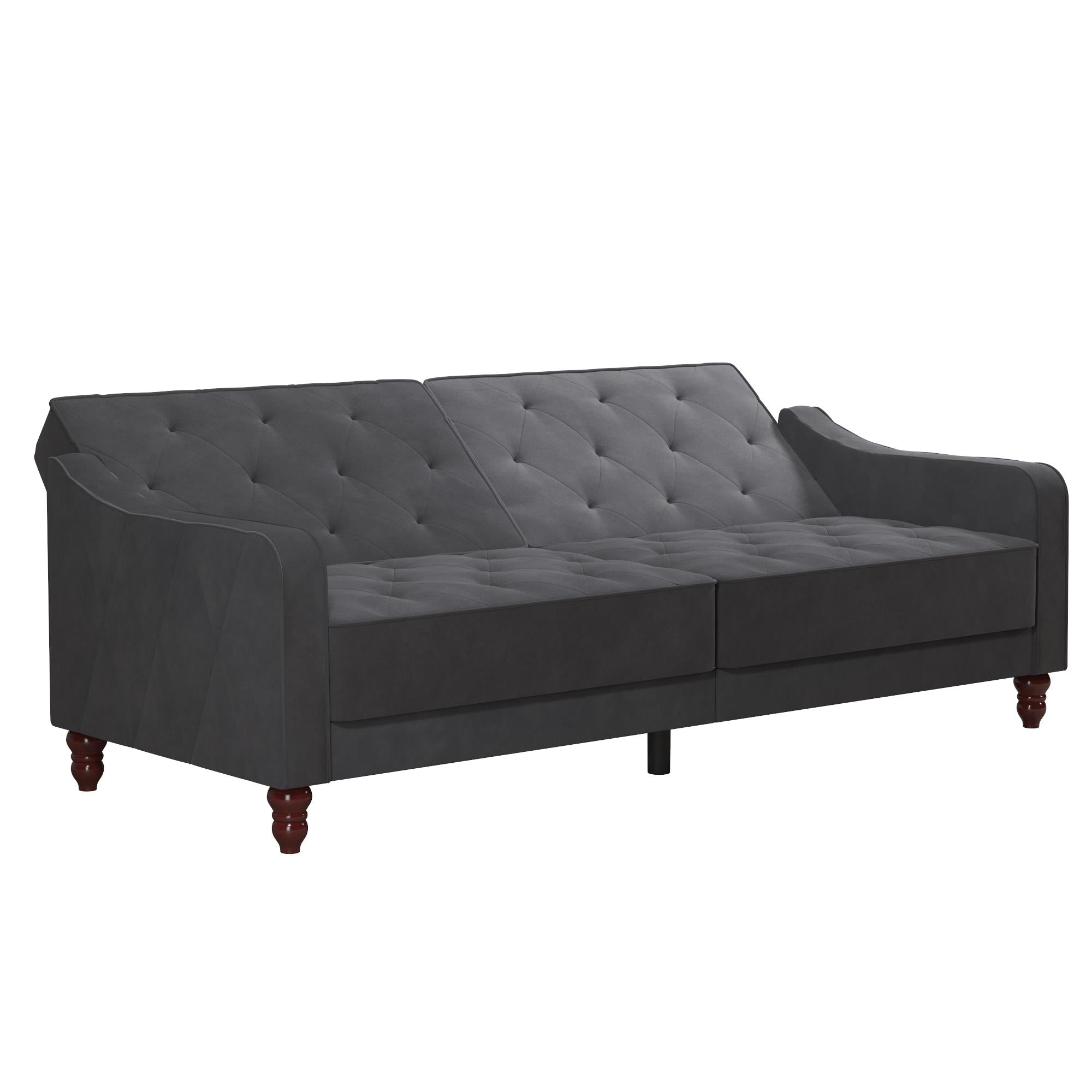 NOVOGRATZ Vintage Tufted Futon Grey Velvet - Price Crash Furniture