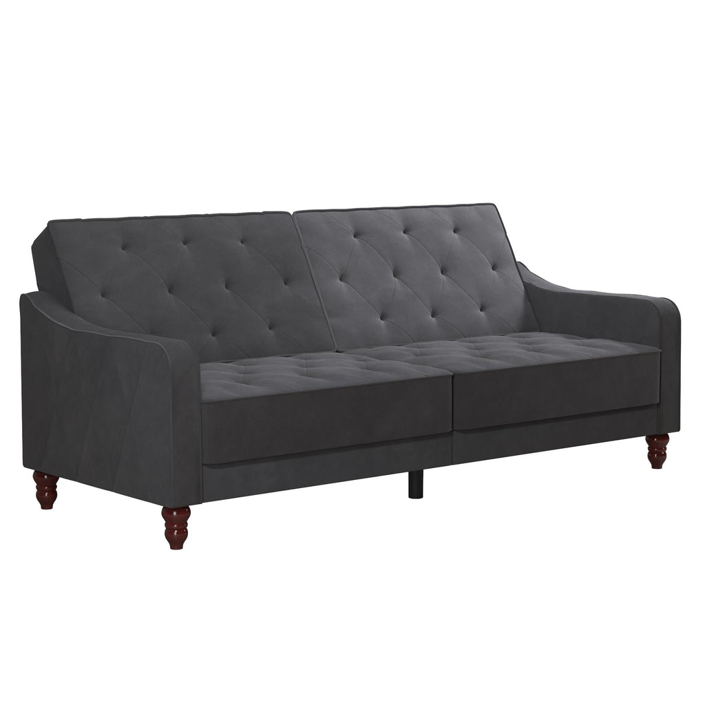 NOVOGRATZ Vintage Tufted Futon Grey Velvet - Price Crash Furniture