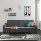 NOVOGRATZ Vintage Tufted Futon Grey Velvet - Price Crash Furniture