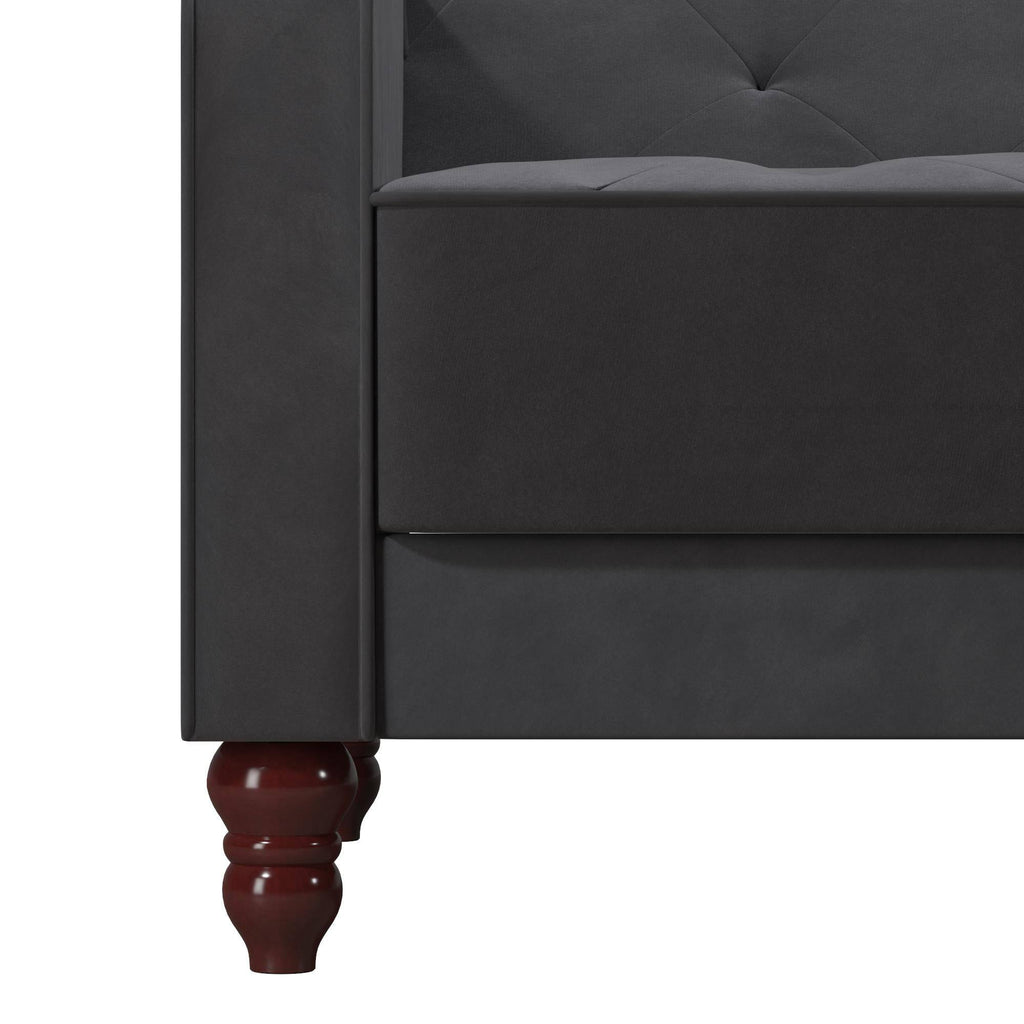 NOVOGRATZ Vintage Tufted Futon Grey Velvet - Price Crash Furniture