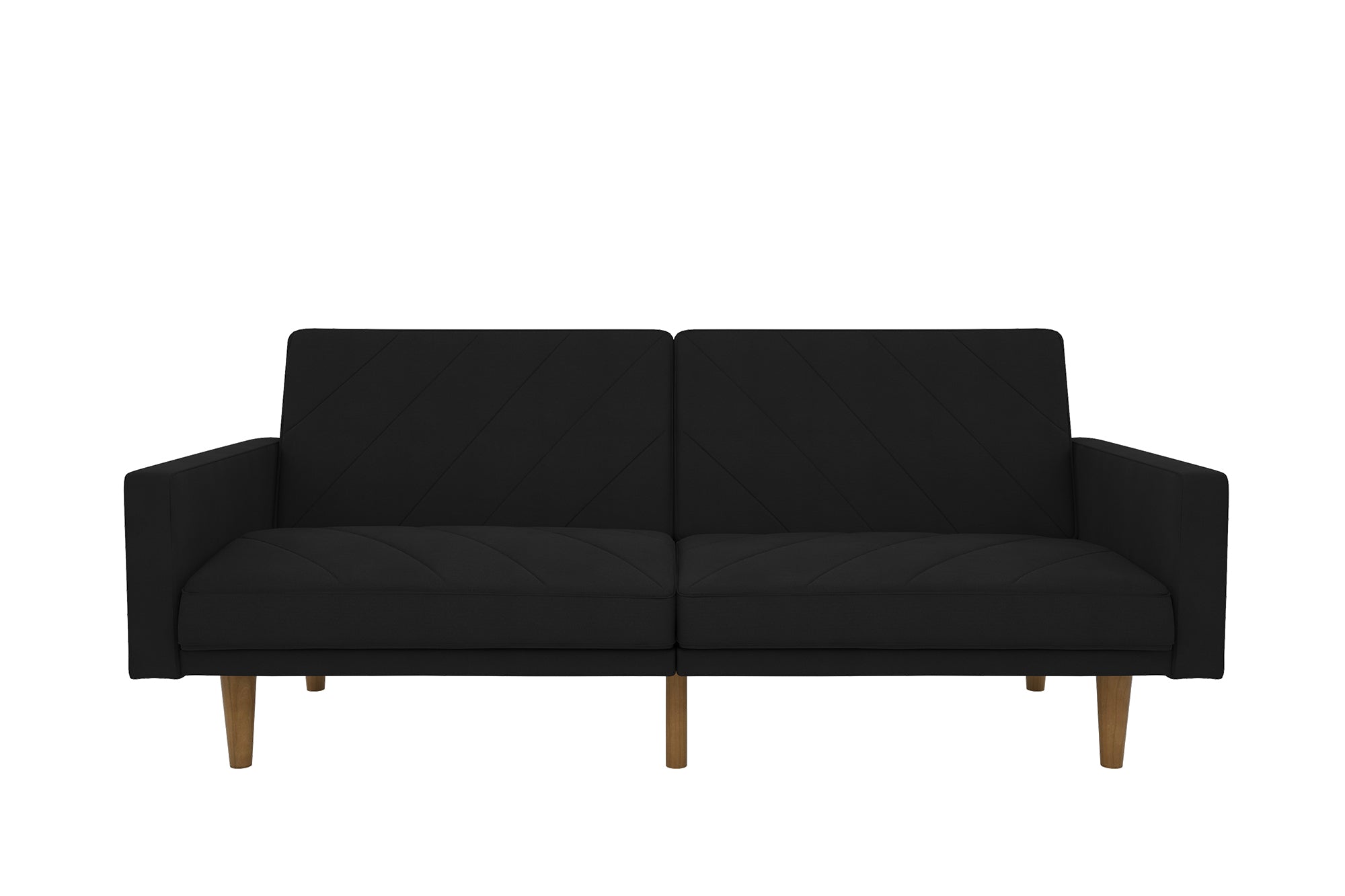 Paxson Sofa Bed with Wooden Feet - Black Linen - Price Crash Furniture