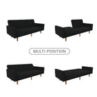 Paxson Sofa Bed with Wooden Feet - Black Linen - Price Crash Furniture