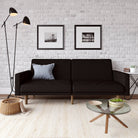 Paxson Sofa Bed with Wooden Feet - Black Linen - Price Crash Furniture