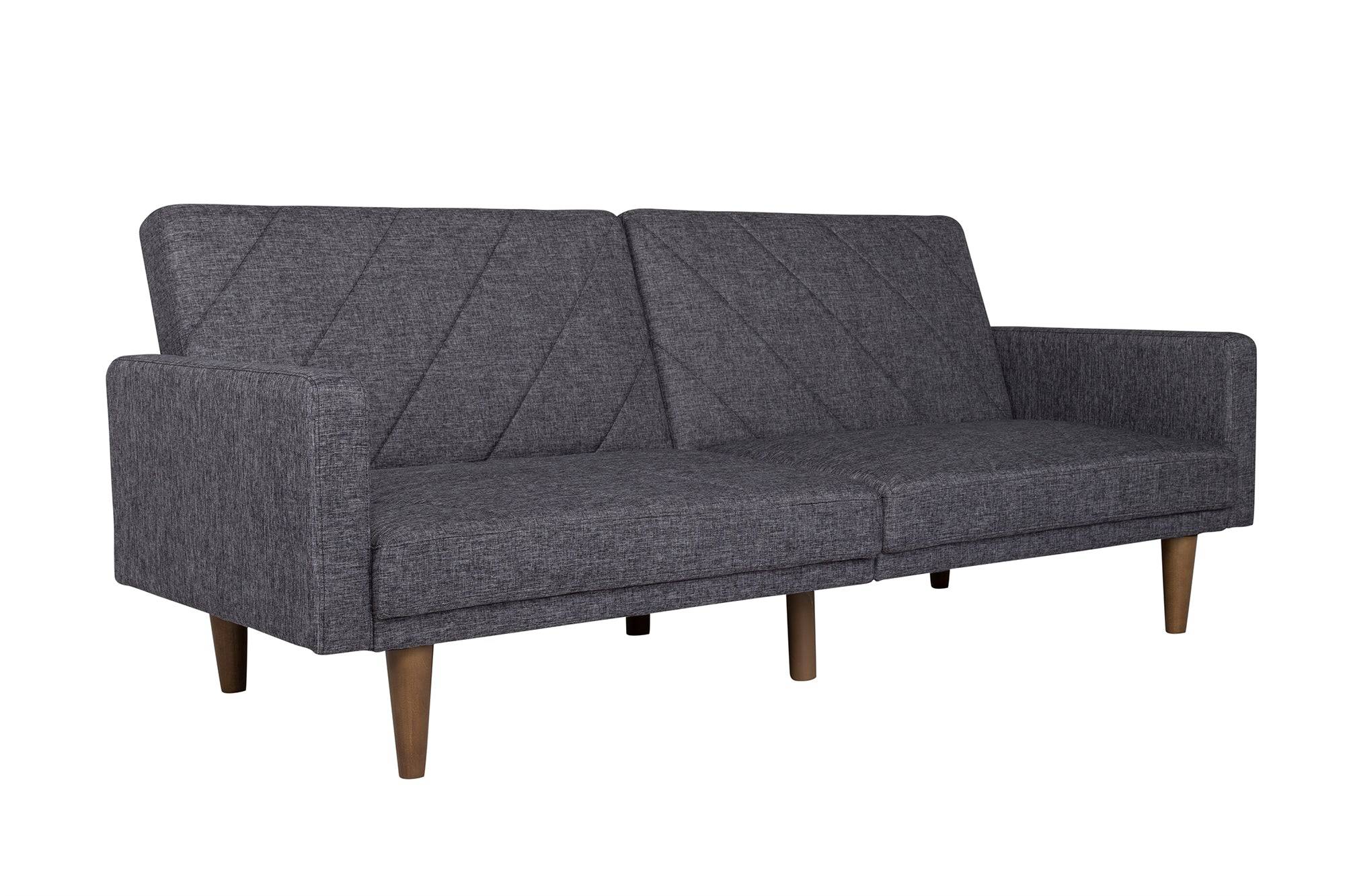 Paxson Sofa Bed with Wooden Feet - Dark Grey Linen - Price Crash Furniture