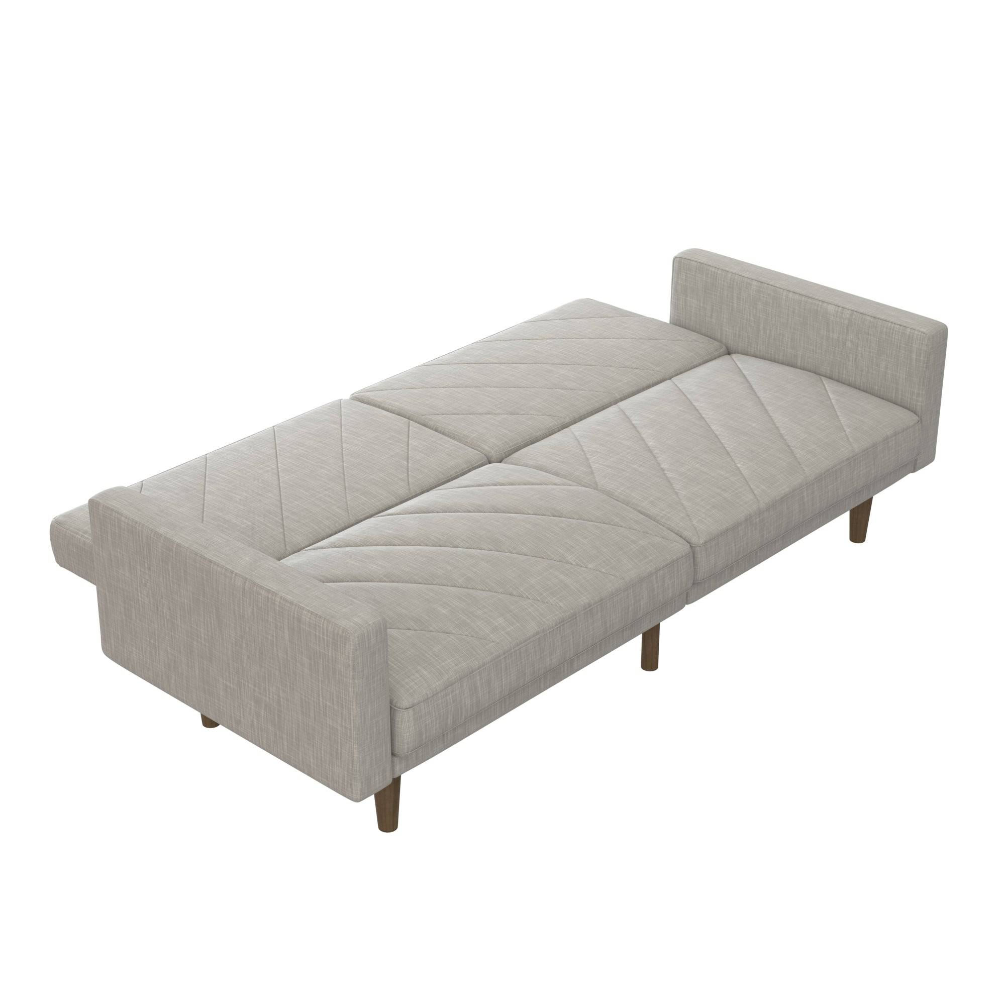 Paxson Sofa Bed with Wooden Feet - Light Grey Linen - Price Crash Furniture