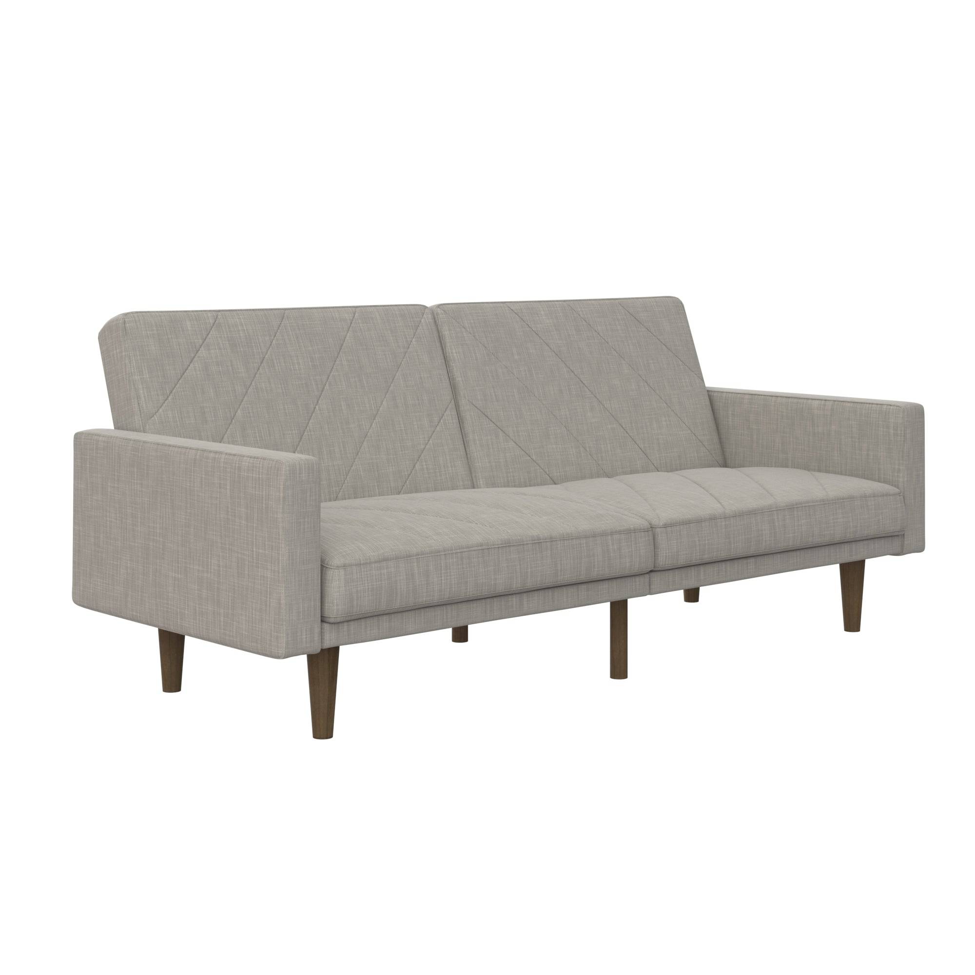 Paxson Sofa Bed with Wooden Feet - Light Grey Linen - Price Crash Furniture