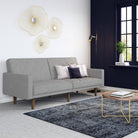 Paxson Sofa Bed with Wooden Feet - Light Grey Linen - Price Crash Furniture