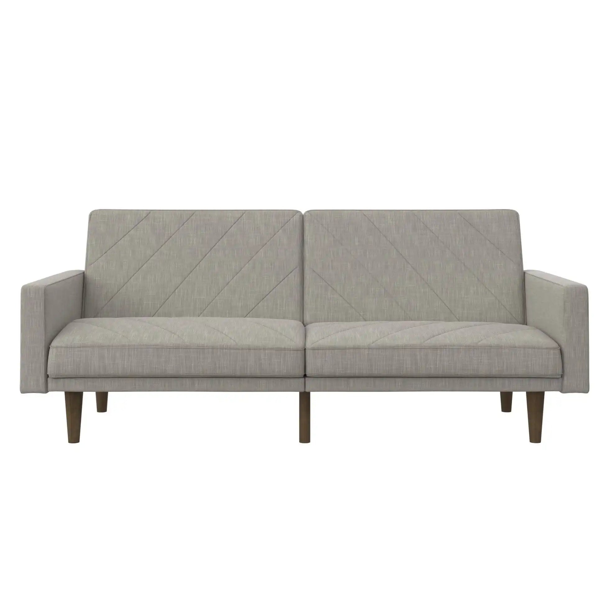 Paxson Sofa Bed with Wooden Feet - Light Grey Linen - Price Crash Furniture