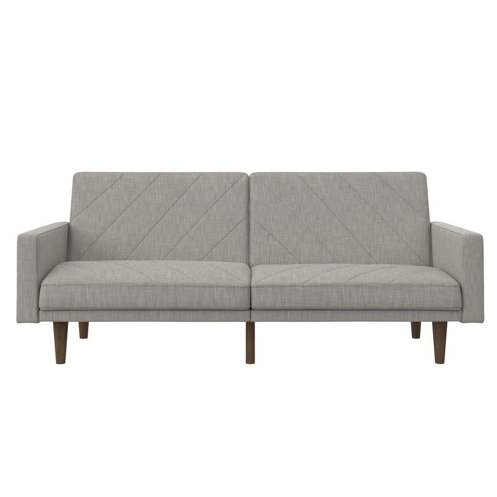 Paxson Sofa Bed with Wooden Feet - Light Grey Linen - Price Crash Furniture