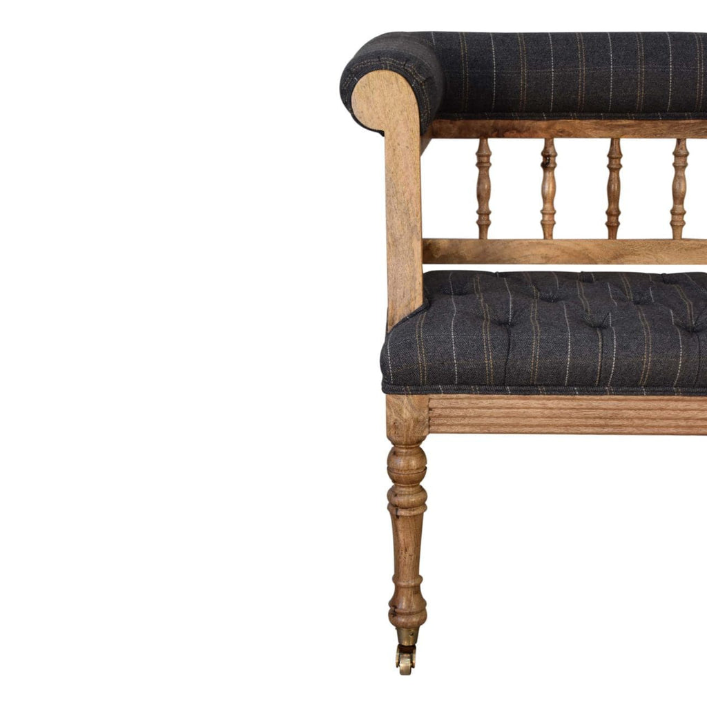 Pewter Tweed Deep Button Hallway Bench by Artisan Furniture - Price Crash Furniture