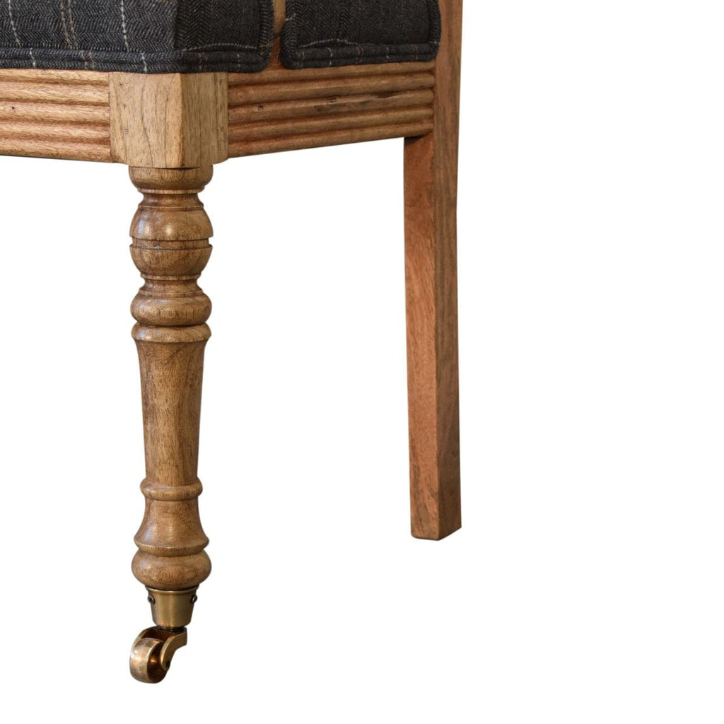 Pewter Tweed Deep Button Hallway Bench by Artisan Furniture - Price Crash Furniture