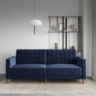 Pin Tufted Transitional Sofa Bed in Blue Velvet - Price Crash Furniture