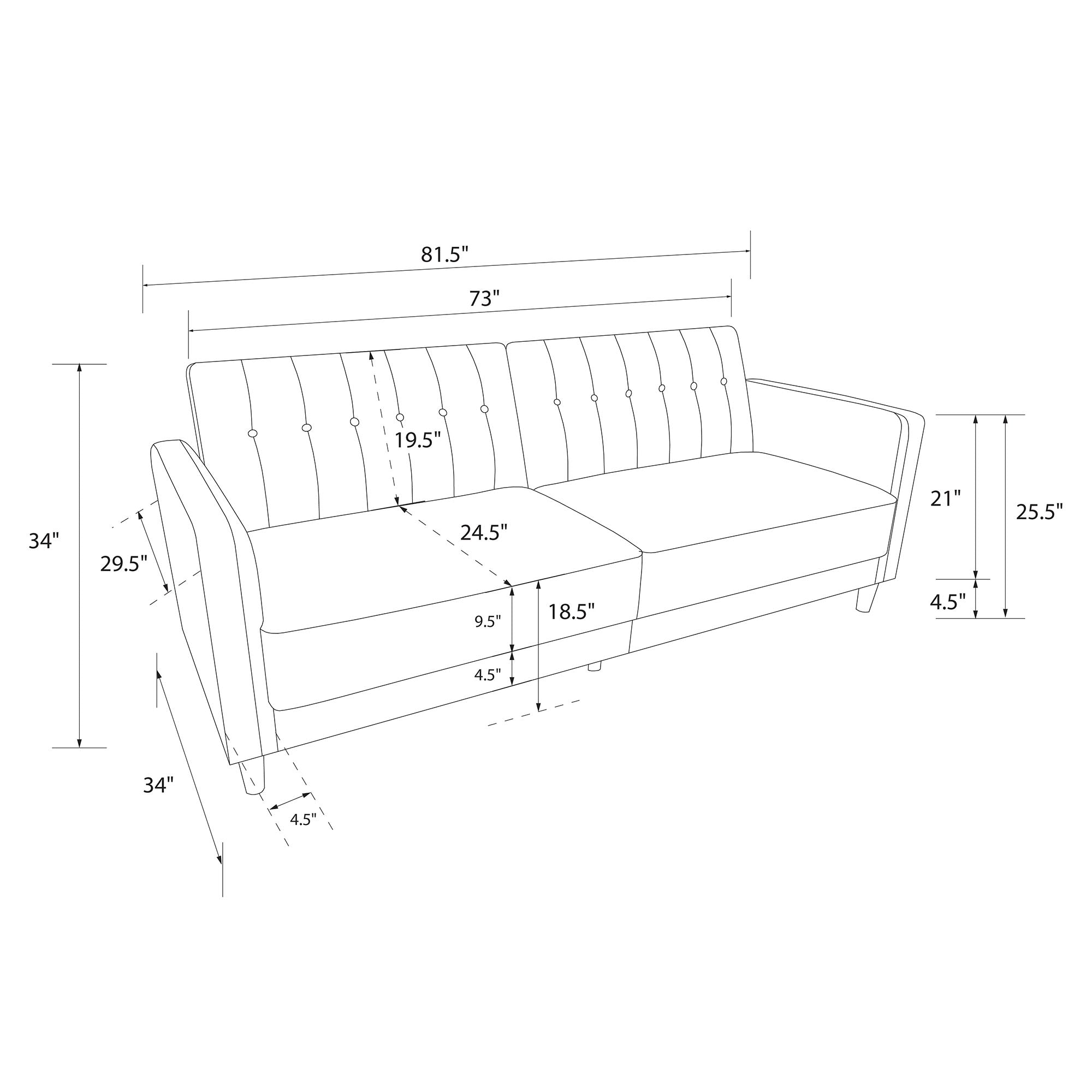 Pin Tufted Transitional Sofa Bed in Blue Velvet - Price Crash Furniture