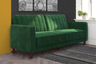 Pin Tufted Transitional Sofa Bed in Green Velvet - Price Crash Furniture