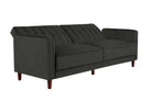 Pin Tufted Transitional Sofa Bed in Grey Velvet - Price Crash Furniture