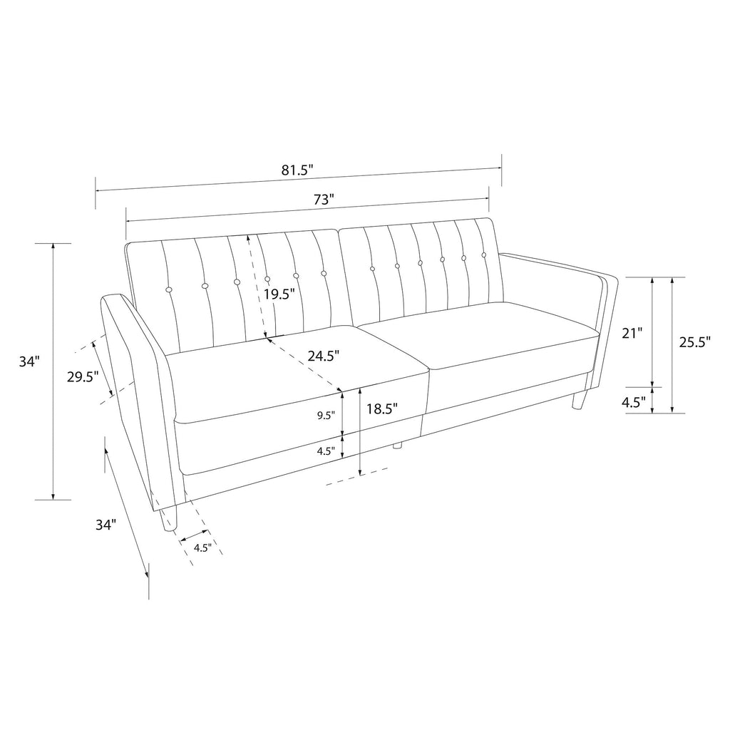 Pin Tufted Transitional Sofa Bed in Grey Velvet - Price Crash Furniture