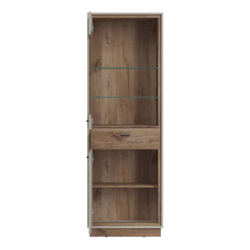 Rivero 2 Door 1 Drawer Display Cabinet In Grey And Oak - Price Crash Furniture