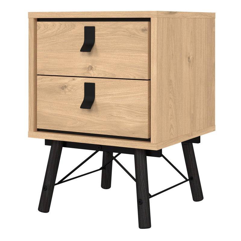 Ry Bedside cabinet 2 drawer Jackson Hickory Oak - Price Crash Furniture