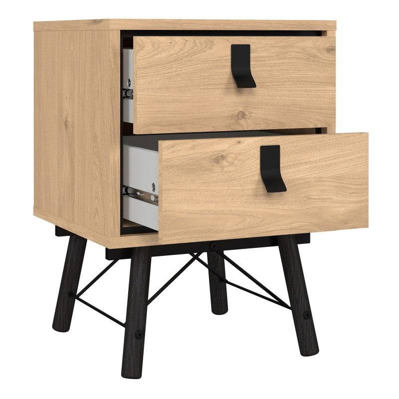 Ry Bedside cabinet 2 drawer Jackson Hickory Oak - Price Crash Furniture