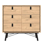 Ry Small Double Chest of Drawers 6 Drawers in Jackson Hickory Oak - Price Crash Furniture