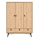 Ry Wardrobe 3 Doors + 3 Drawers in Jackson Hickory Oak - Price Crash Furniture