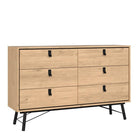 Ry Wide Double Chest of Drawers 6 Drawers in Jackson Hickory Oak - Price Crash Furniture