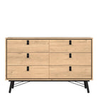 Ry Wide Double Chest of Drawers 6 Drawers in Jackson Hickory Oak - Price Crash Furniture