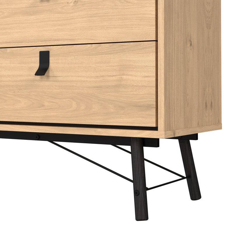 Ry Wide Double Chest of Drawers 6 Drawers in Jackson Hickory Oak - Price Crash Furniture